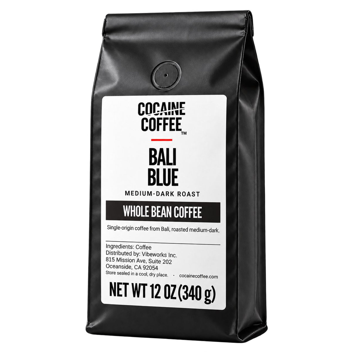 Cocaine Coffee Bali Blue, 12 oz bag, medium-dark roast