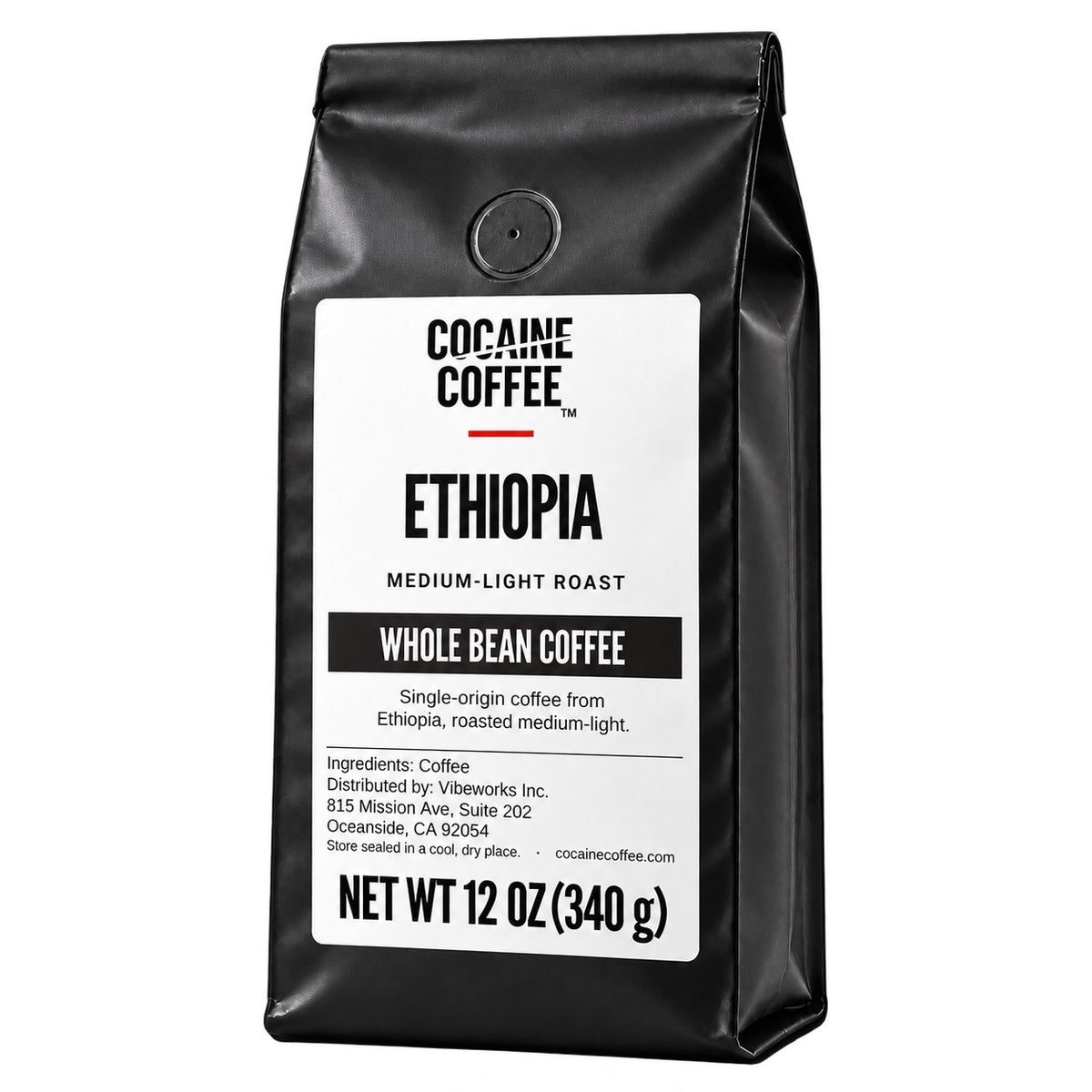 Cocaine Coffee Ethiopia, 12 oz bag, medium-light roast