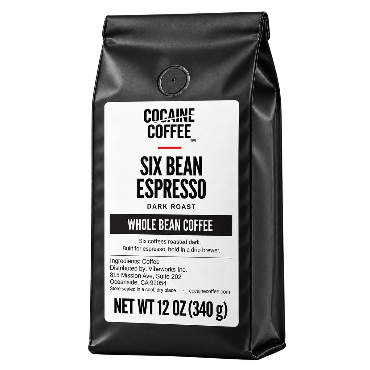 Cocaine Coffee Six Bean Espresso, 12 oz bag, dark roast