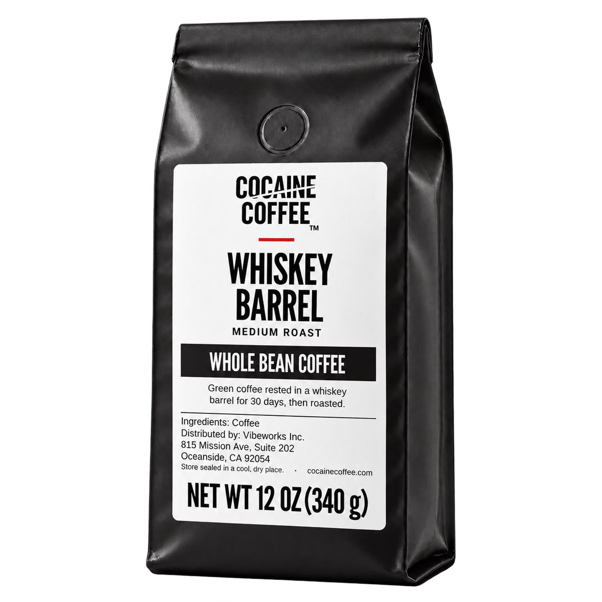 Cocaine Coffee Whiskey Barrel, 12 oz bag, medium roast