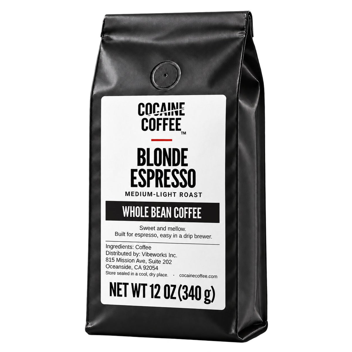 Cocaine Coffee Blonde Espresso, 12 oz bag, medium-light roast