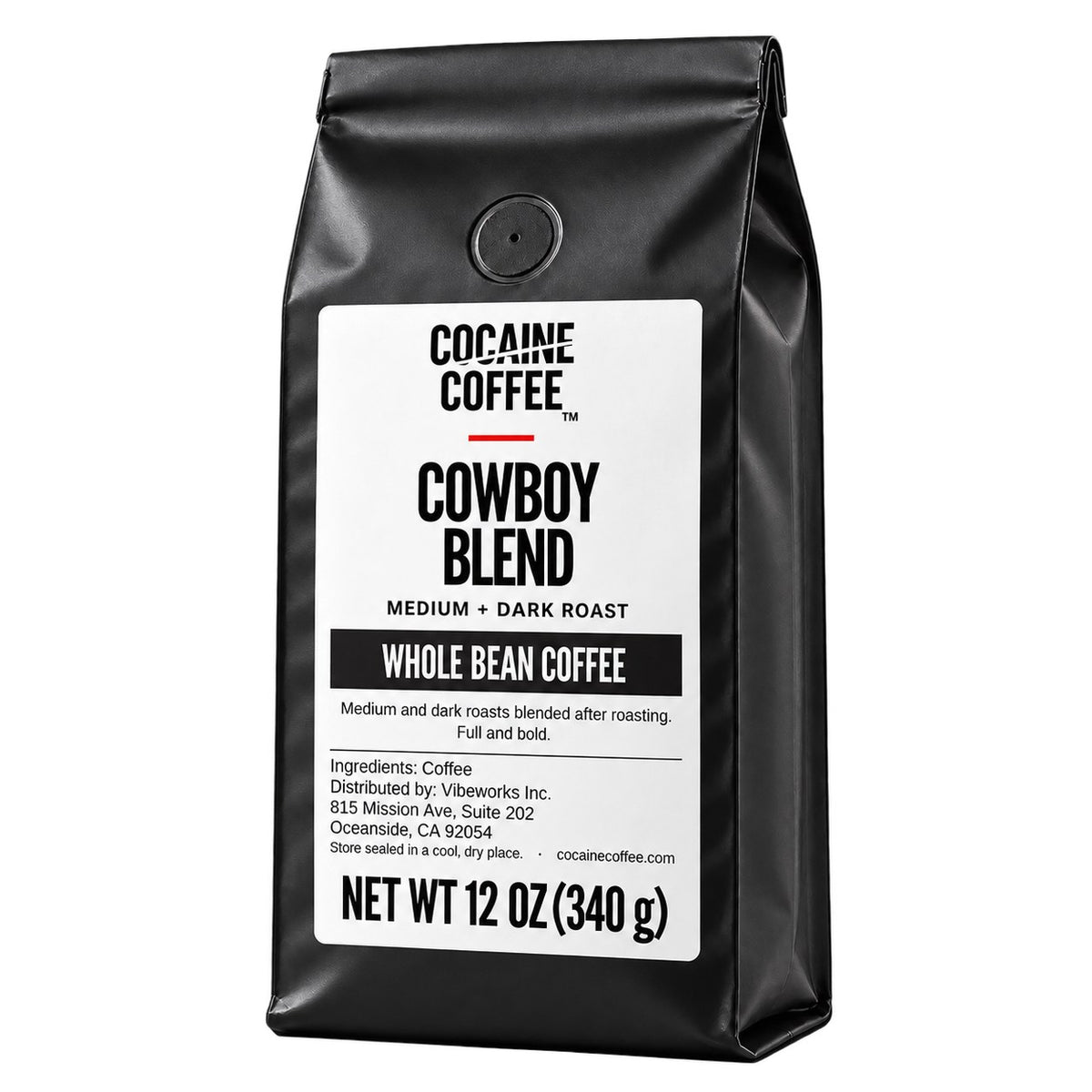 Cocaine Coffee Cowboy Blend, 12 oz bag, medium + dark roast