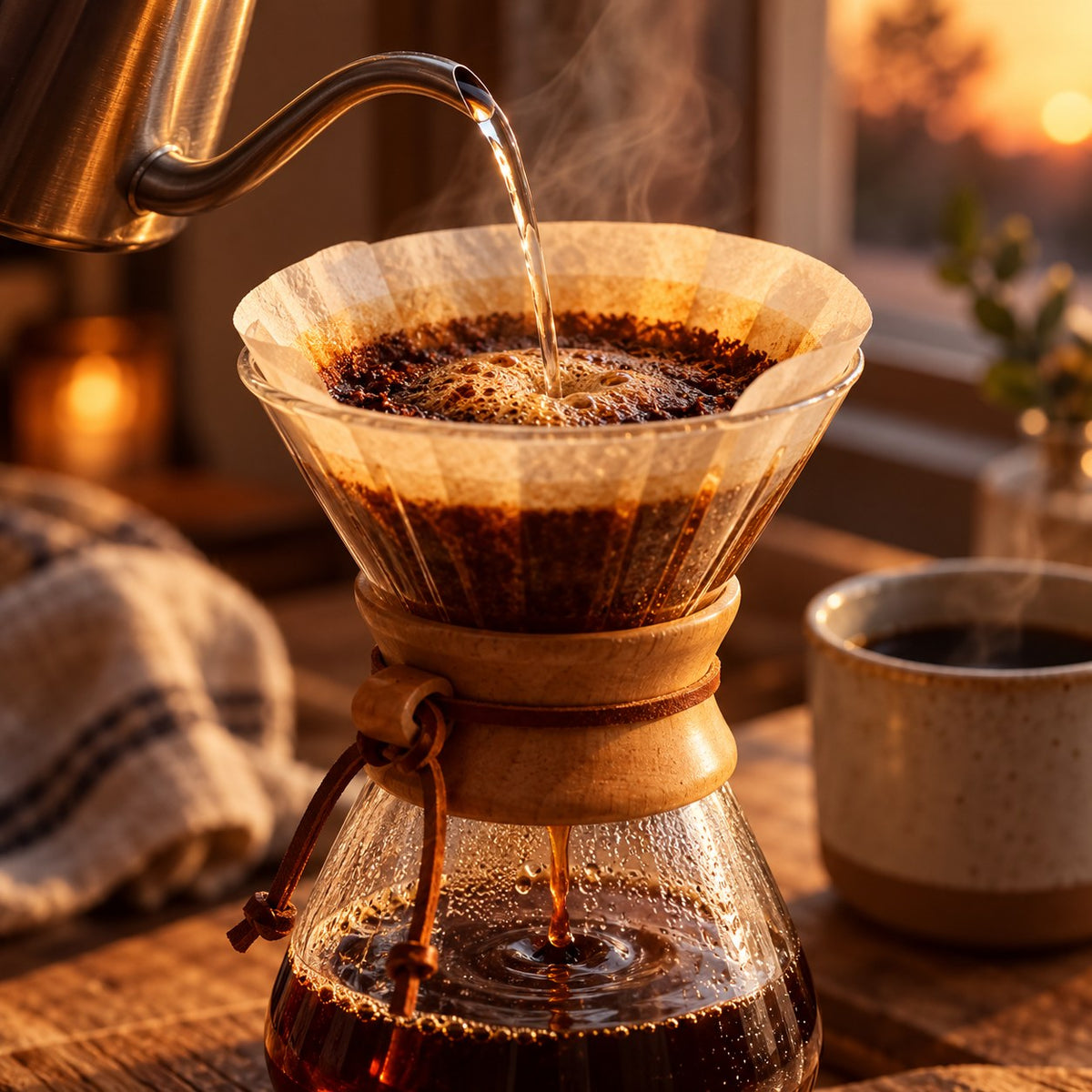 Brewing a cup of House Decaf