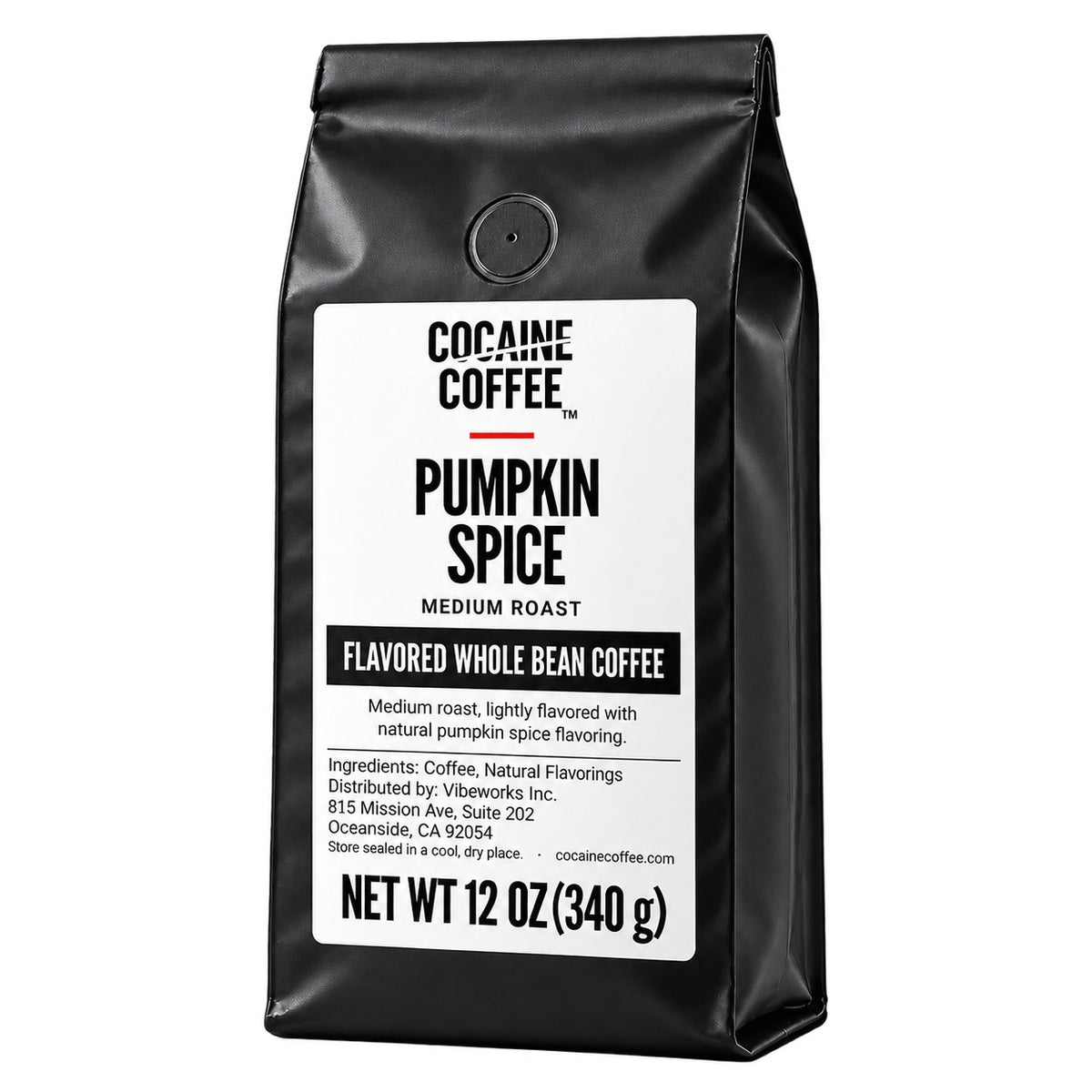 Cocaine Coffee Pumpkin Spice, 12 oz bag, medium roast, flavored